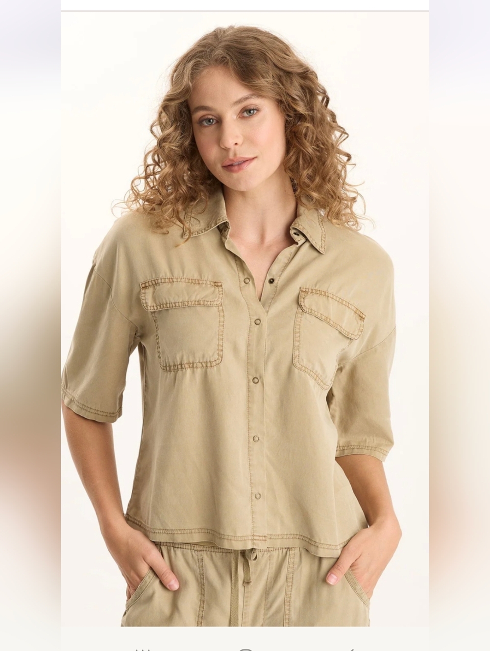 XCVI Tage Boxy Fit Snap Up Top Size Small NWT